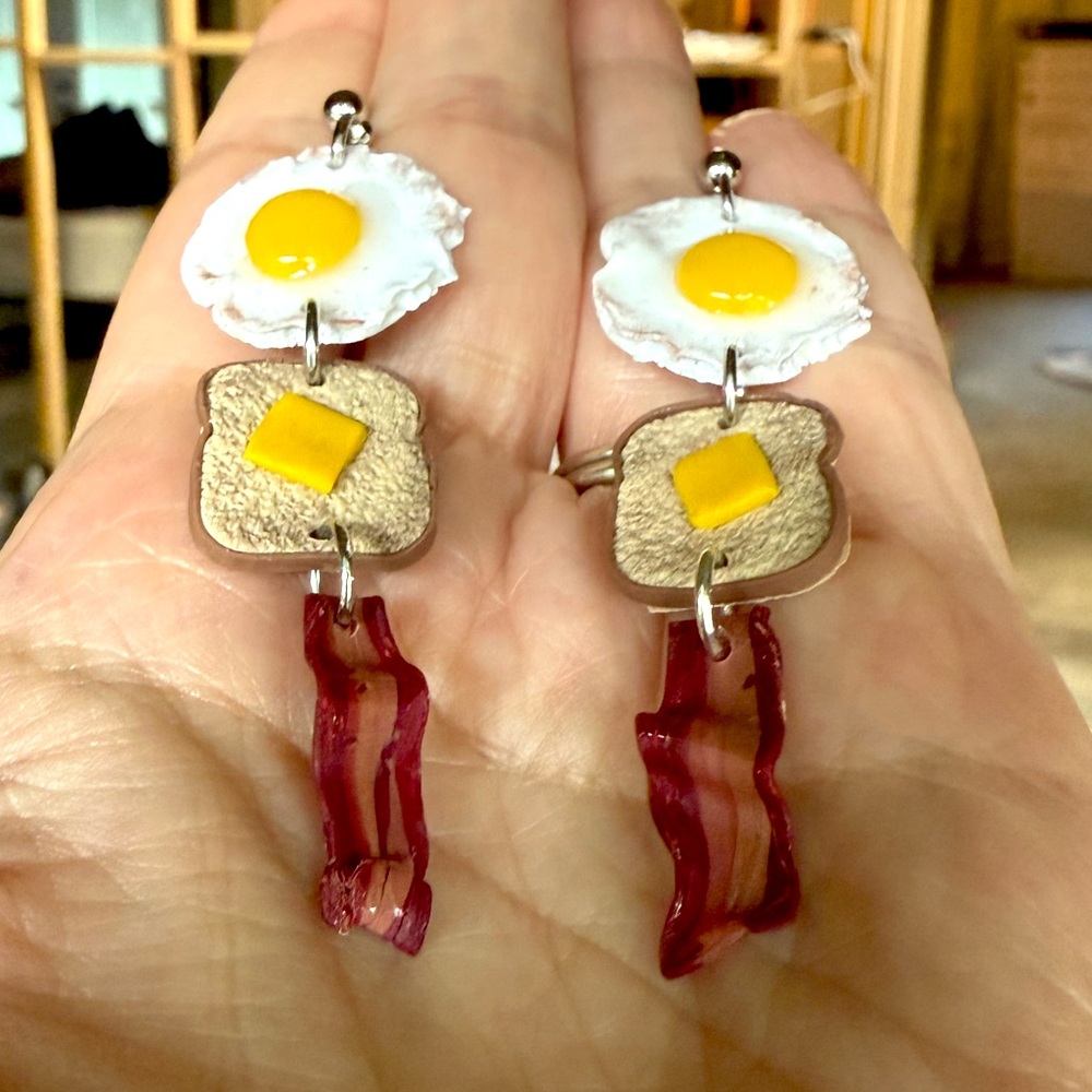 Handmade breakfast earrings - Picture 3 of 4